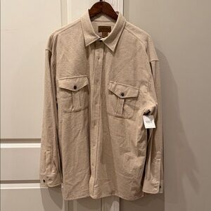St. John’s Bay chamois flannel- sz. XL. Oatmeal heather. NWT